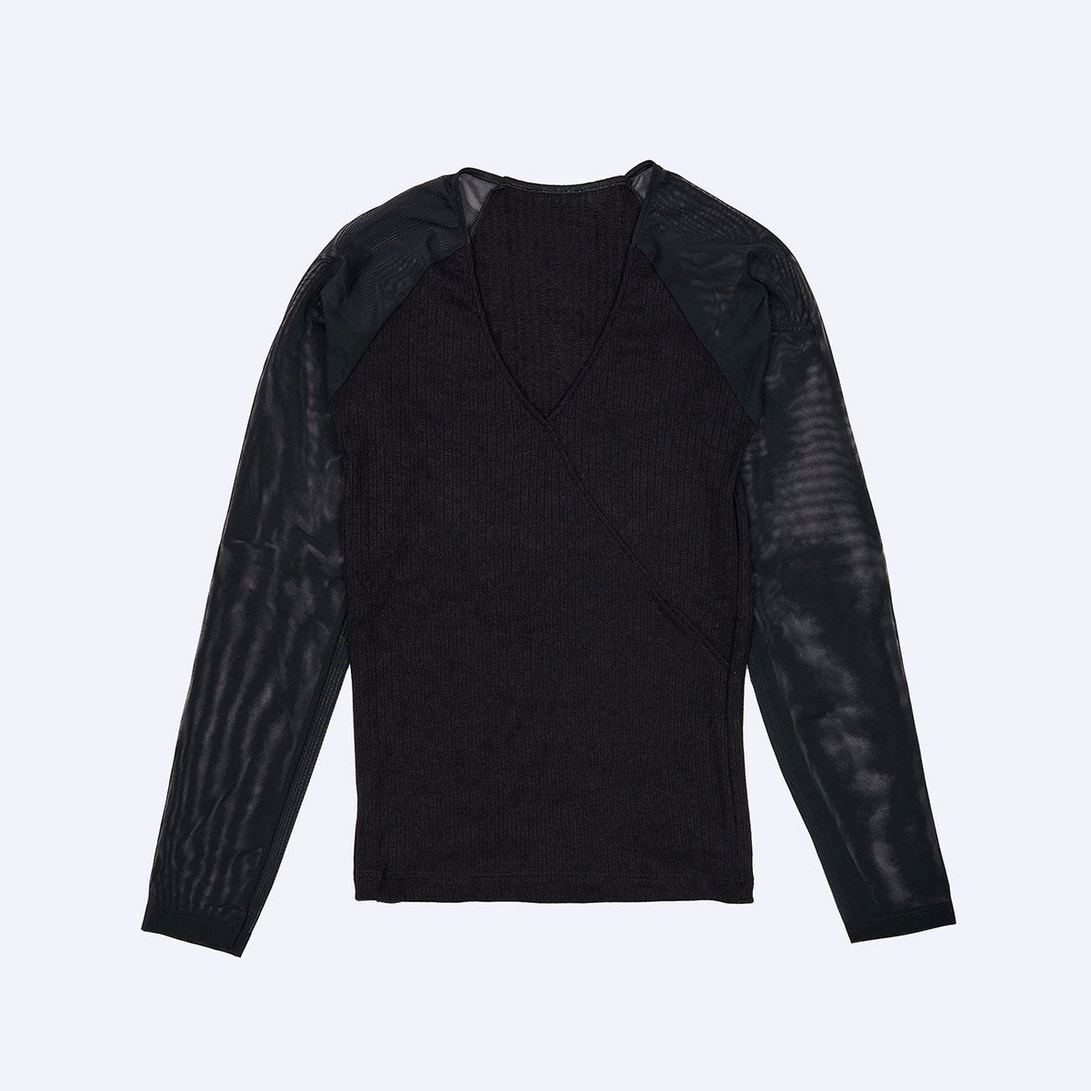Maglia a coste con maniche in tulle semitrasparente Jadea 4655