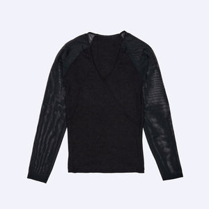Maglia a coste con maniche in tulle semitrasparente Jadea 4655