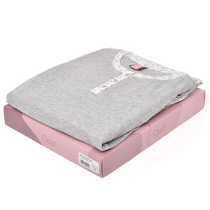 Pigiama donna estivo Cippi 4700 cotone grigio melange bianco