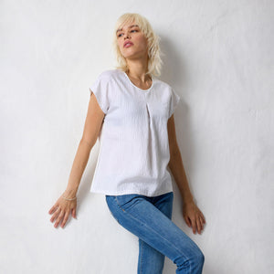 Maglia donna effetto gessato con piegone Jadea 4766