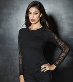 Maglia jadea 4869 in cotone elastico con trasparenza in tulle