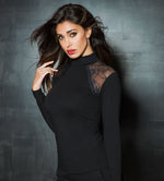 Maglia lupetto moda Jadea 4873 in cotone elasticizzato e pizzo