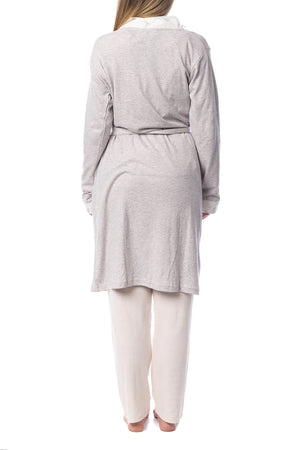 Vestaglia donna invernale Cippi 4967 caldo cotone grigio chiaro e cipria melange
