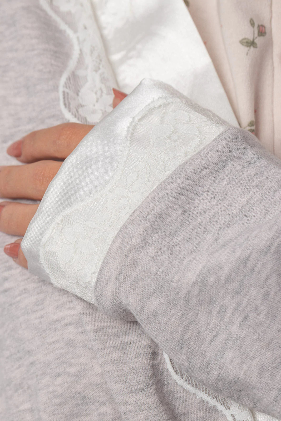 Vestaglia donna invernale Cippi 4967 caldo cotone grigio chiaro e cipria melange