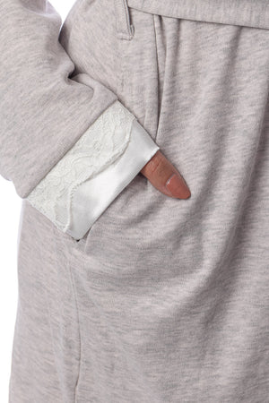 Vestaglia donna invernale Cippi 4967 caldo cotone grigio chiaro e cipria melange