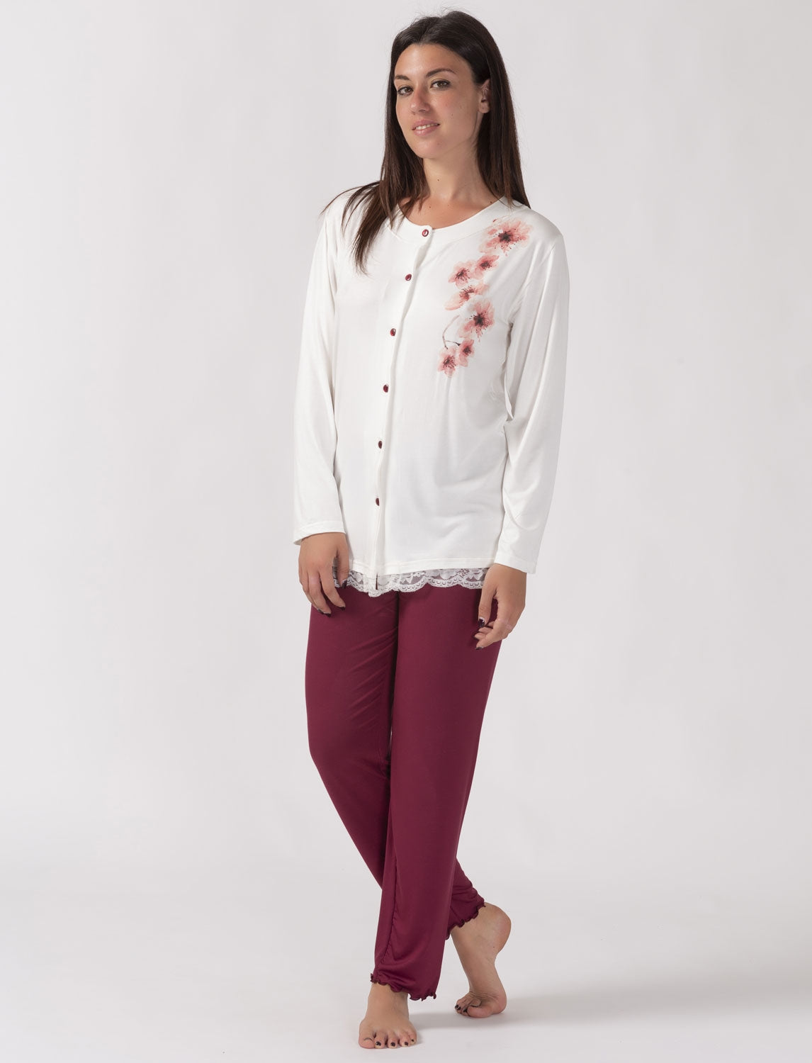 Pigiama Donna Gary 500065 Aperto Viscosa bordeaux