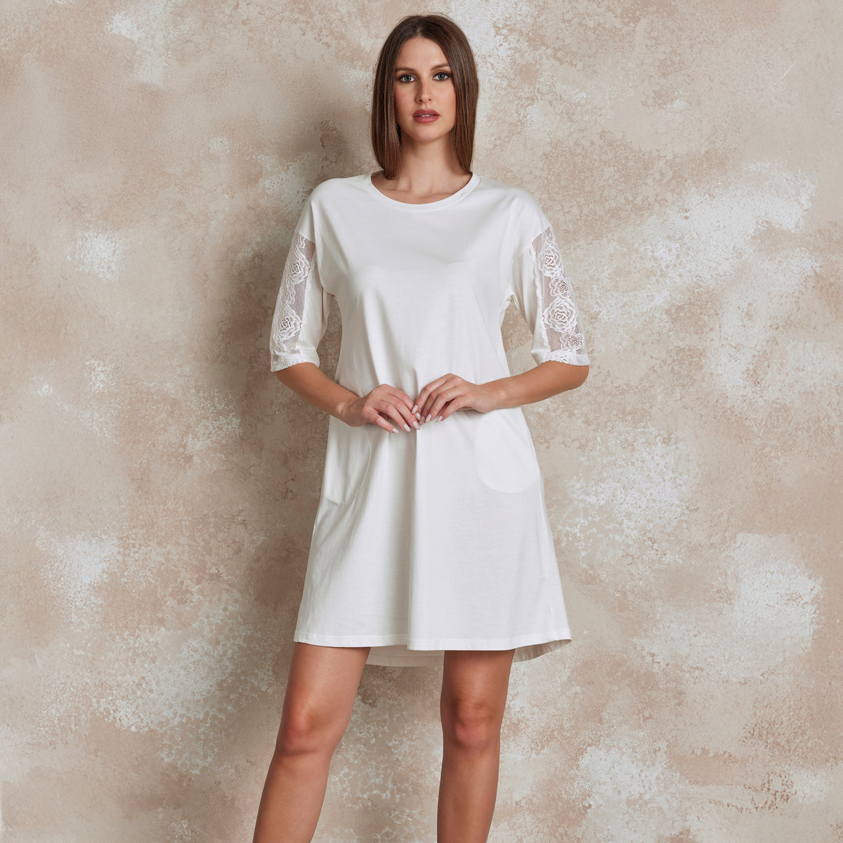 Abitino con maniche in pizzo 100% cotone Lunatica 51143