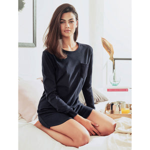 Maxi maglia camicia da notte caldo cotone blu Jadea 5137