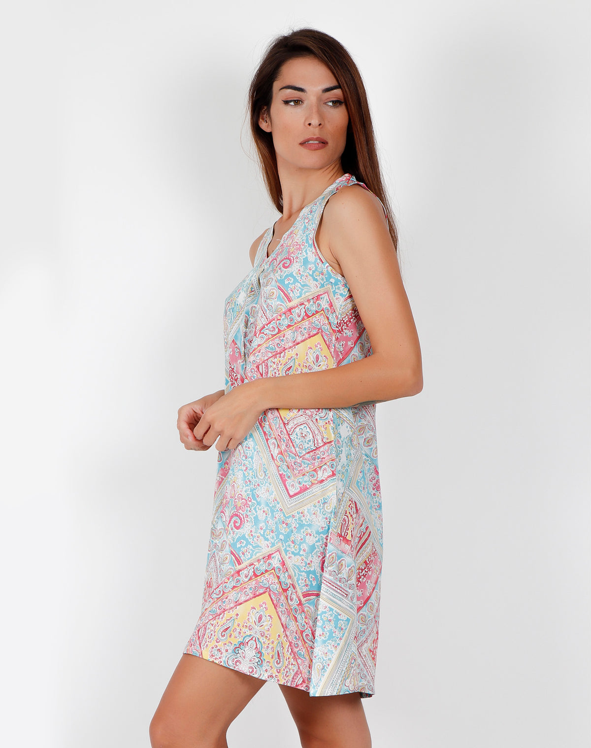 Camicia da notte donna Adms 51476 a fantasia viscosa