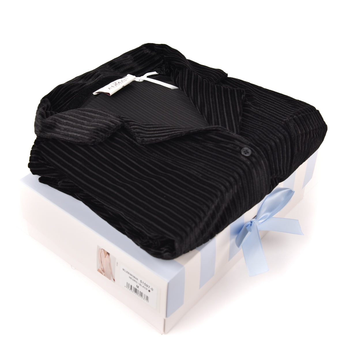 Pigiama donna Admas 56153 gessato velluto nero