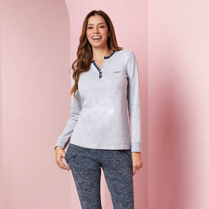Pigiama donna Jadea caldo cotone bordino in pizzo 5177