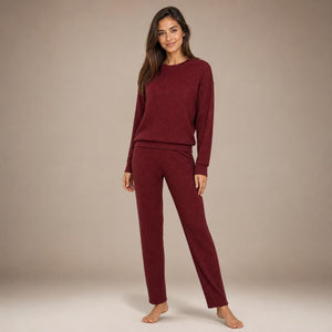 Pigiama donna a coste in caldo cotone Jadea 5293