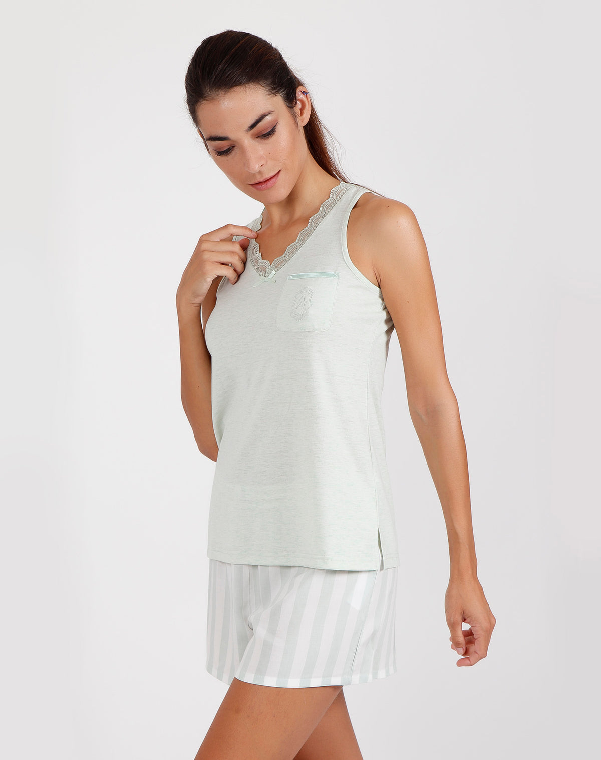 Pigiama donna corto Admas 54193 verde acqua