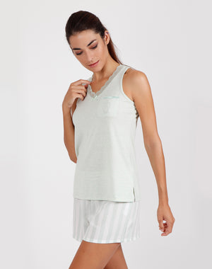 Pigiama donna corto Admas 54193 verde acqua