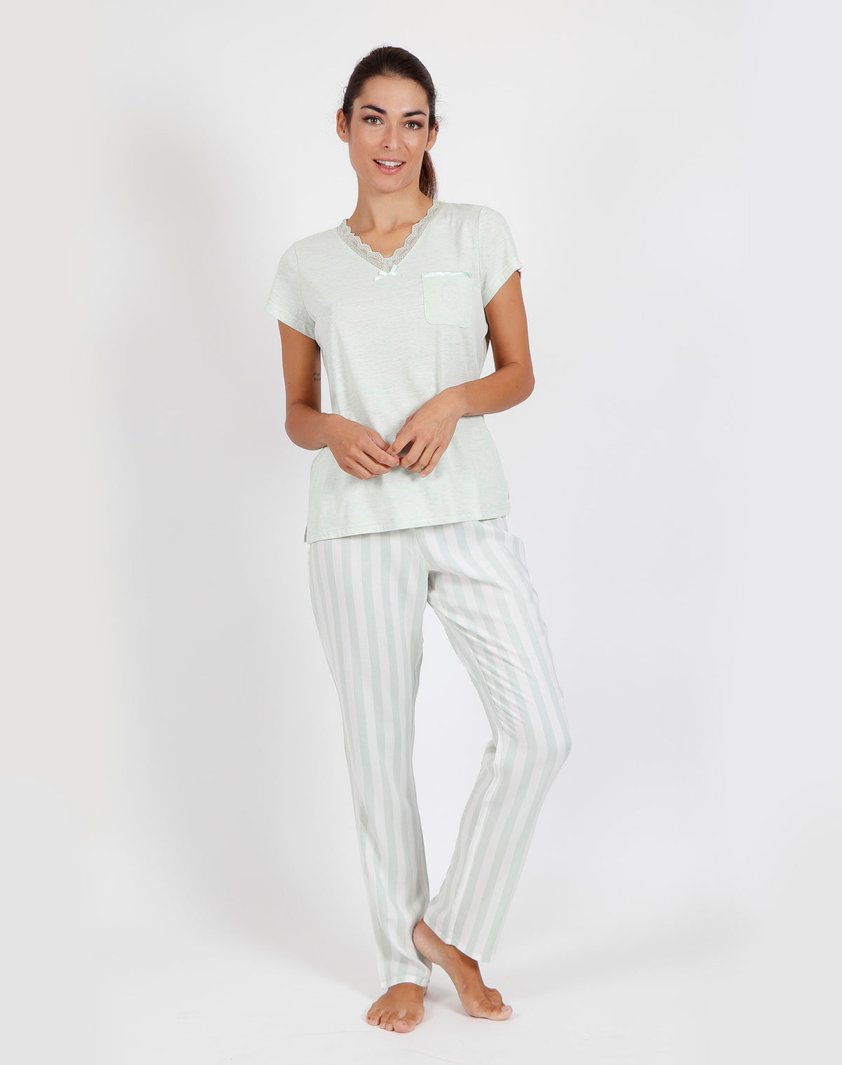 Pigiama da donna Admas 54195 manica corta verde acqua