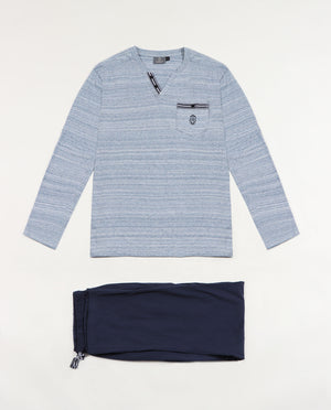 Pigiama uomo lungo Admas 54280 blu cotone