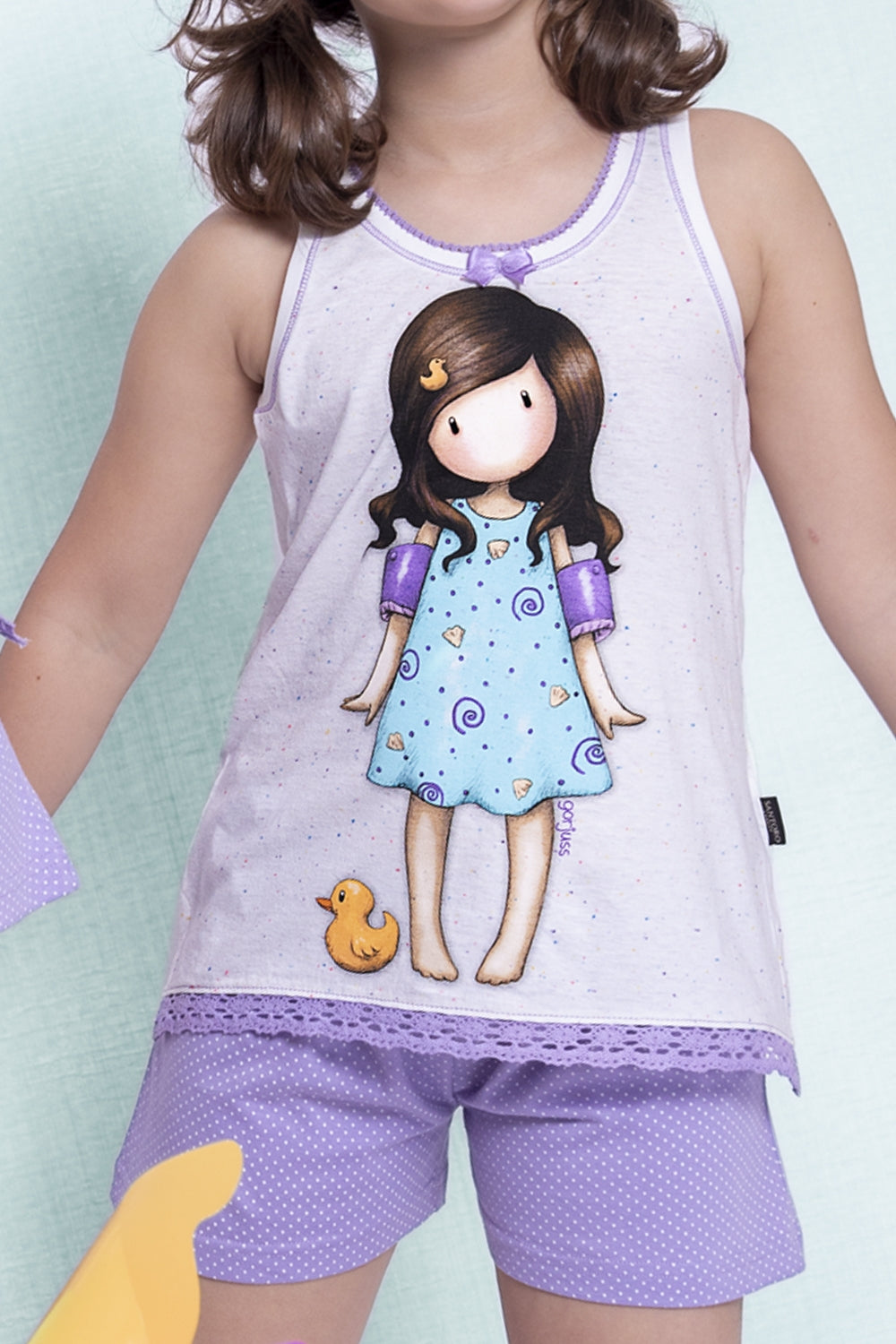Pigiama bambina Santoro Gorjuss 54450 in cotone a pois