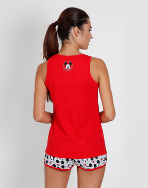 Pigiama donna corto Disney 55069 canotta topolino rosso