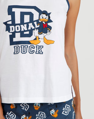 Pigiama donna corto Disney 55072 canotta paperino bianco
