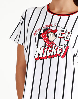 Pigiama donna corto Disney 55084 mezza manica bianco