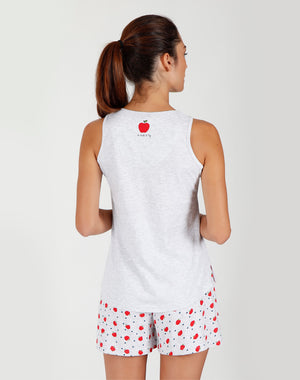 Pigiama donna corto Admas 55102 stampa mela grigio