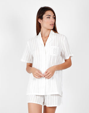 Pigiama donna corto aperto Admas 55111 perla cotone