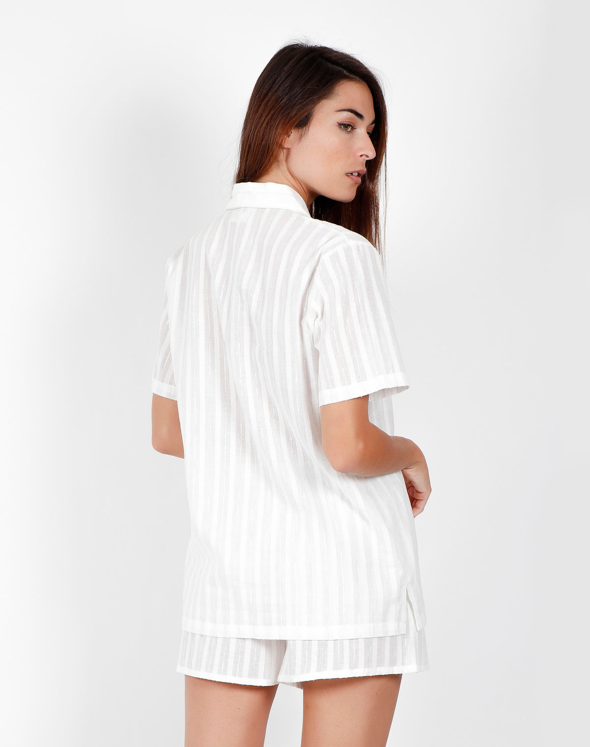 Pigiama donna corto aperto Admas 55111 perla cotone