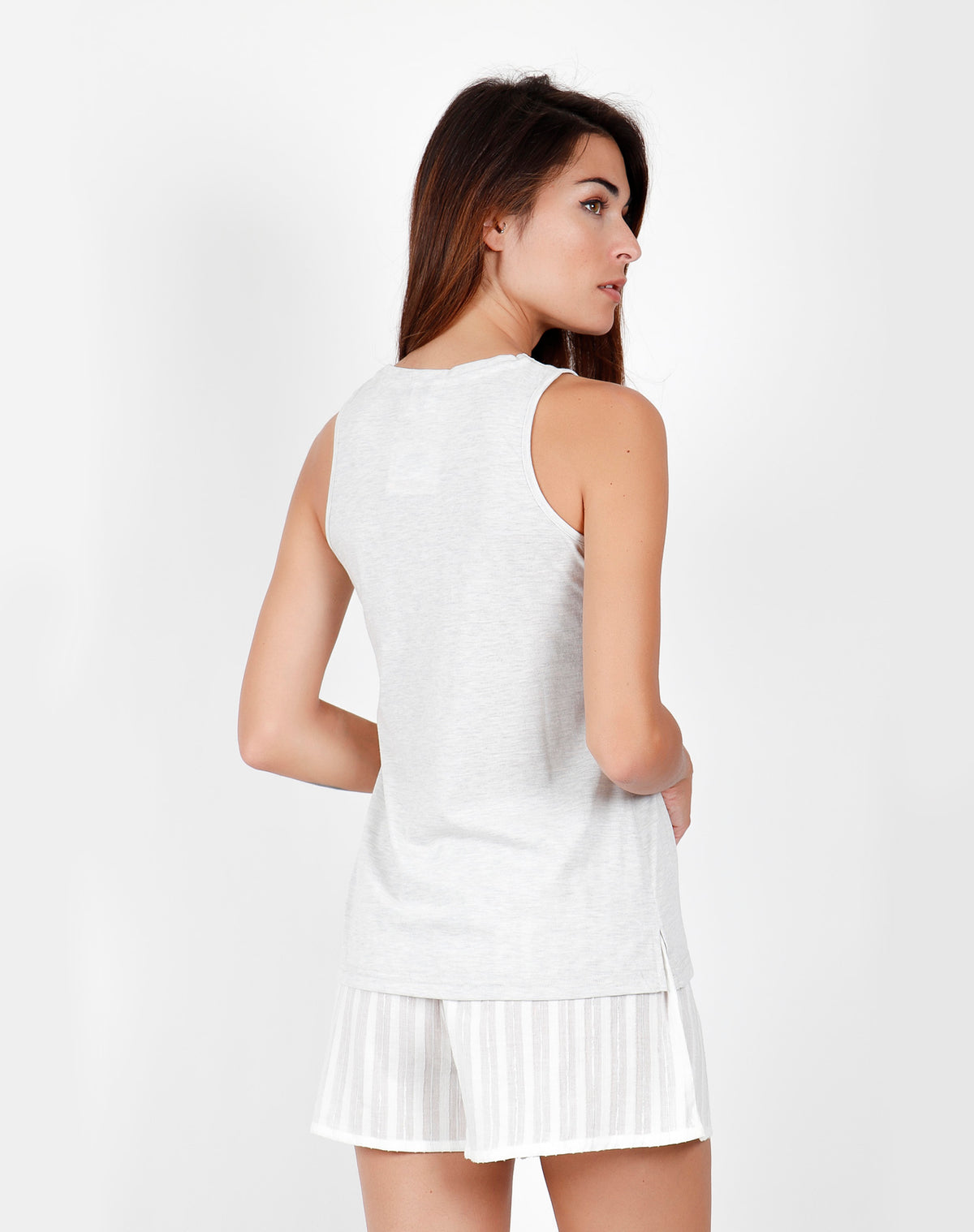 Pigiama donna corto Admas 55112 canotta perla