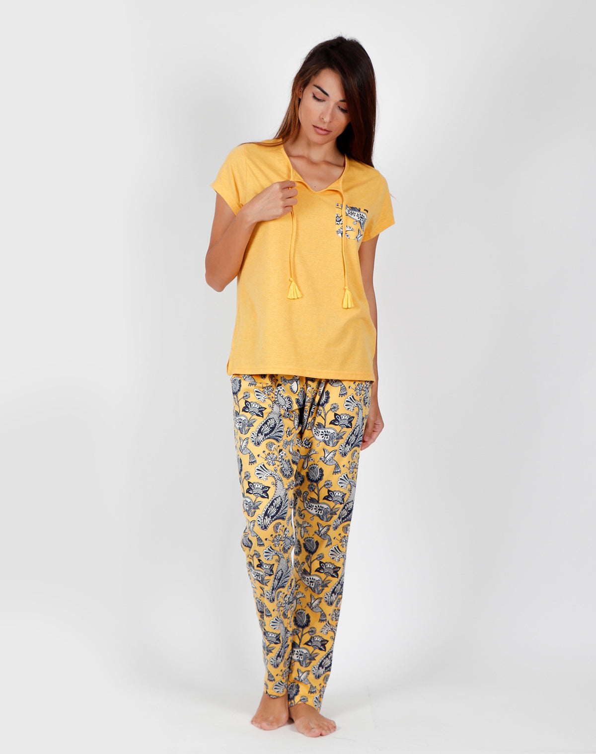 Pigiama donna Admas 55115 fantasia giallo