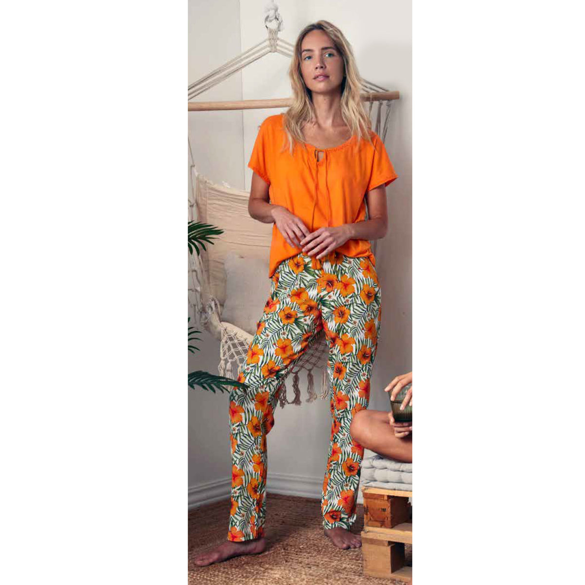 Pigiama donna Admas 55136 lungo arancione