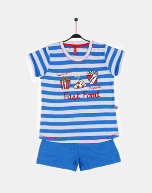 Pigiama bambina Admas 55202 corto stampato azzurro