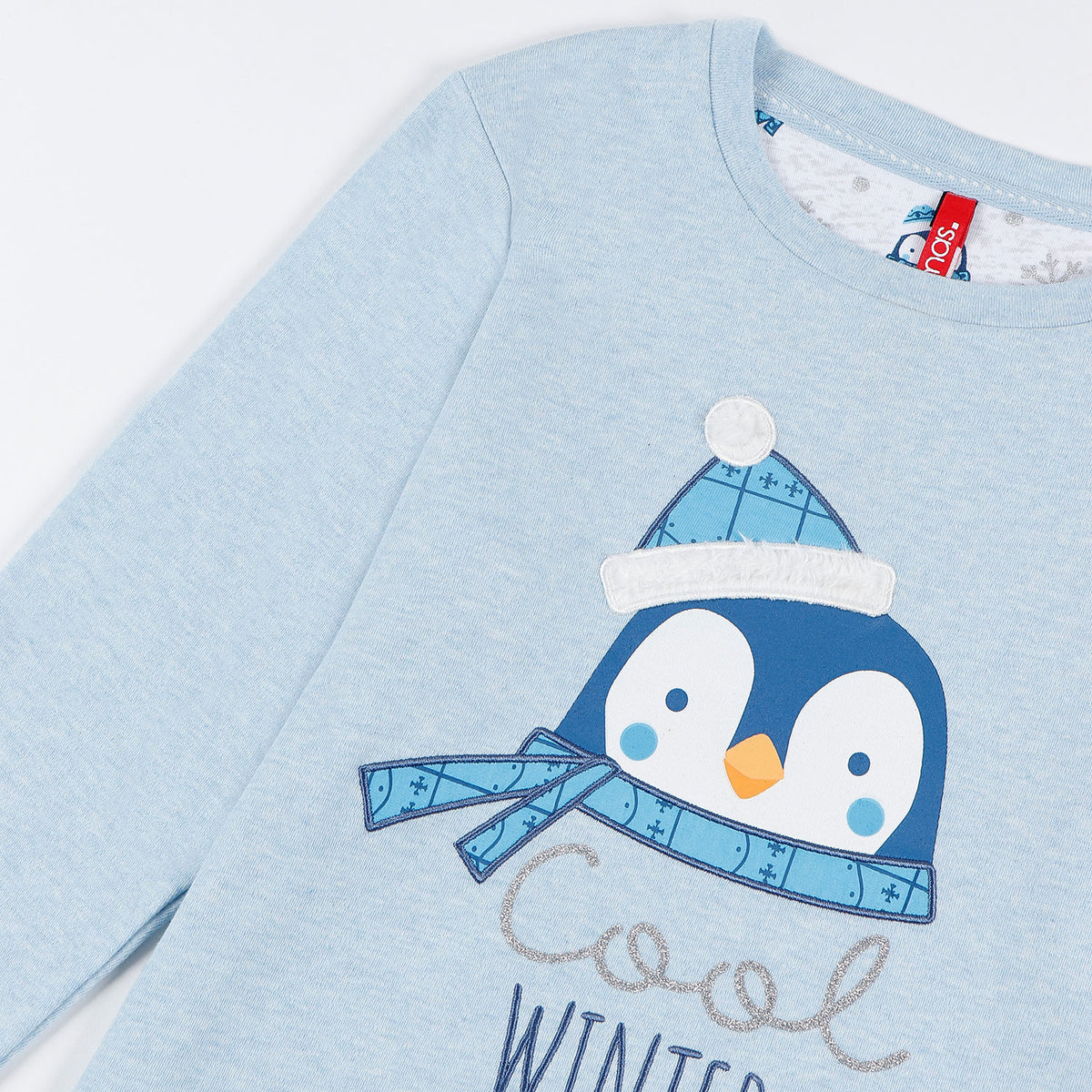 Pigiama Admas 55209 bambina caldo cotone interlock pinguino