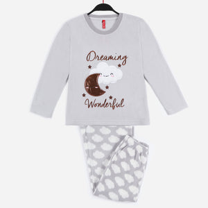 Pigiama bambina micropile grigio nuvola luna Admas 55211