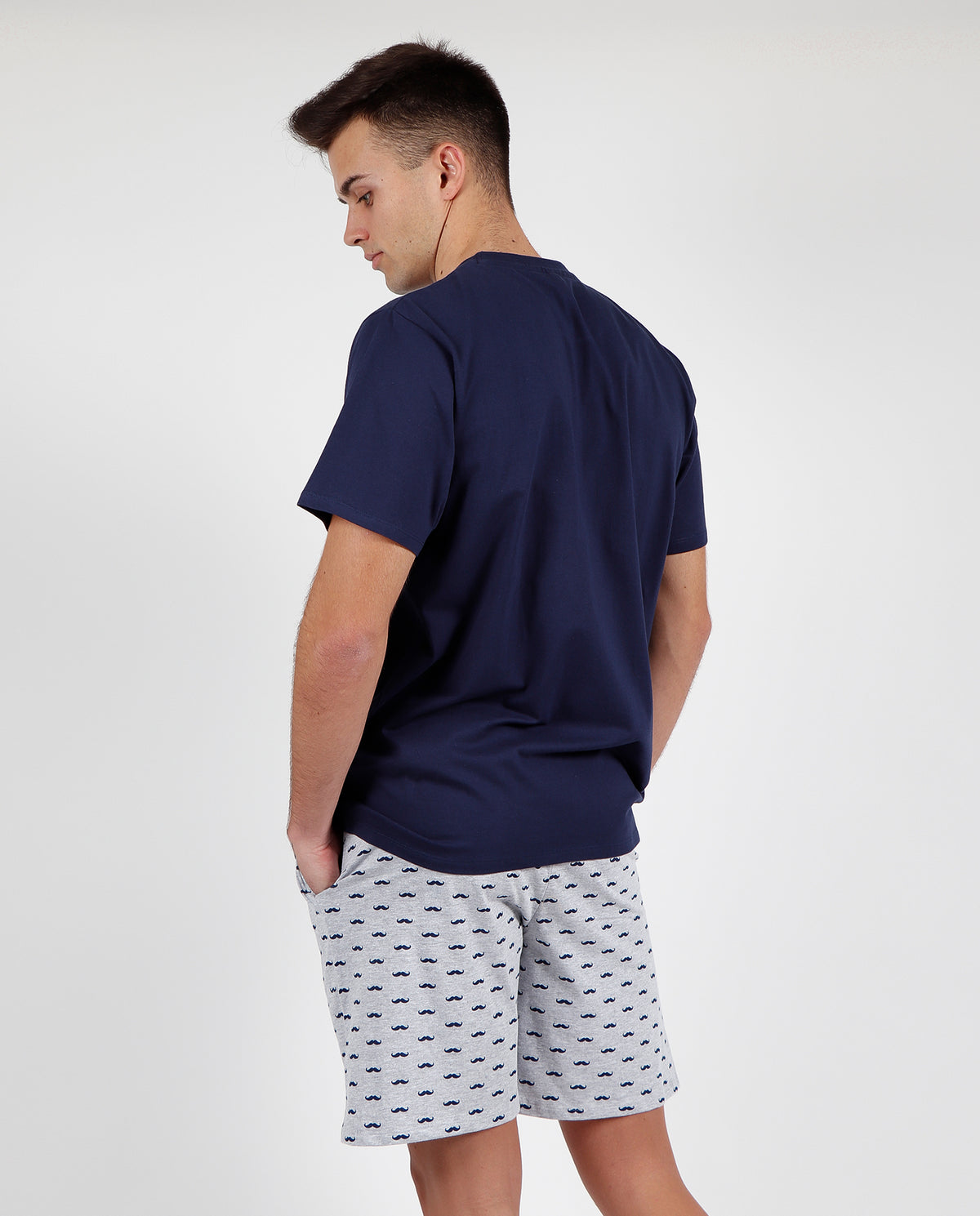 Pigiama uomo corto Admas 55272 con stampa baffi