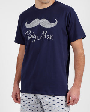Pigiama uomo corto Admas 55272 con stampa baffi