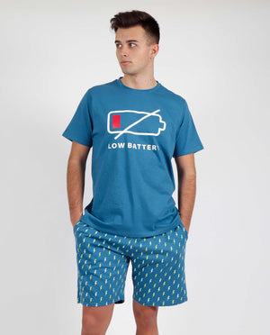 Pigiama uomo corto Admas 55274 azzurro cotone