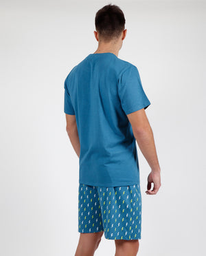 Pigiama uomo corto Admas 55274 azzurro cotone