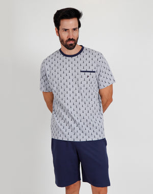 Pigiama uomo corto Admas 55278 stampato ancore