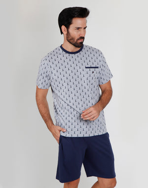 Pigiama uomo corto Admas 55278 stampato ancore