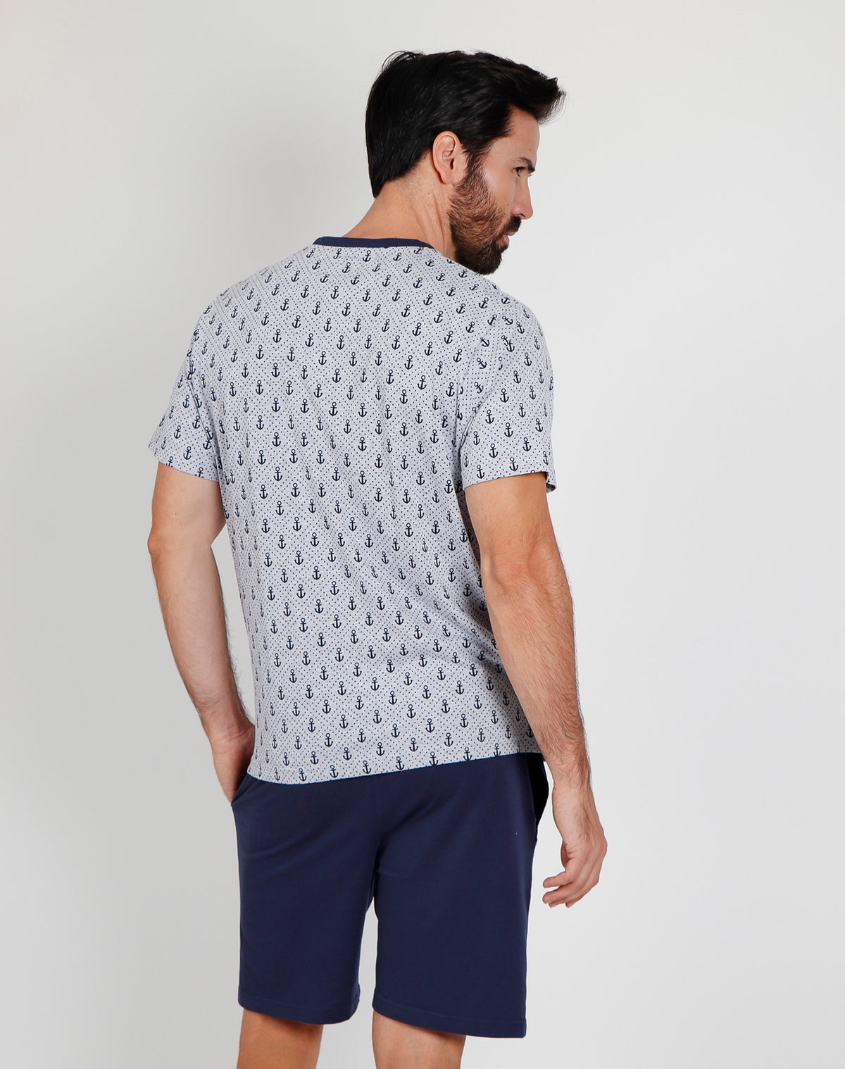 Pigiama uomo corto Admas 55278 stampato ancore