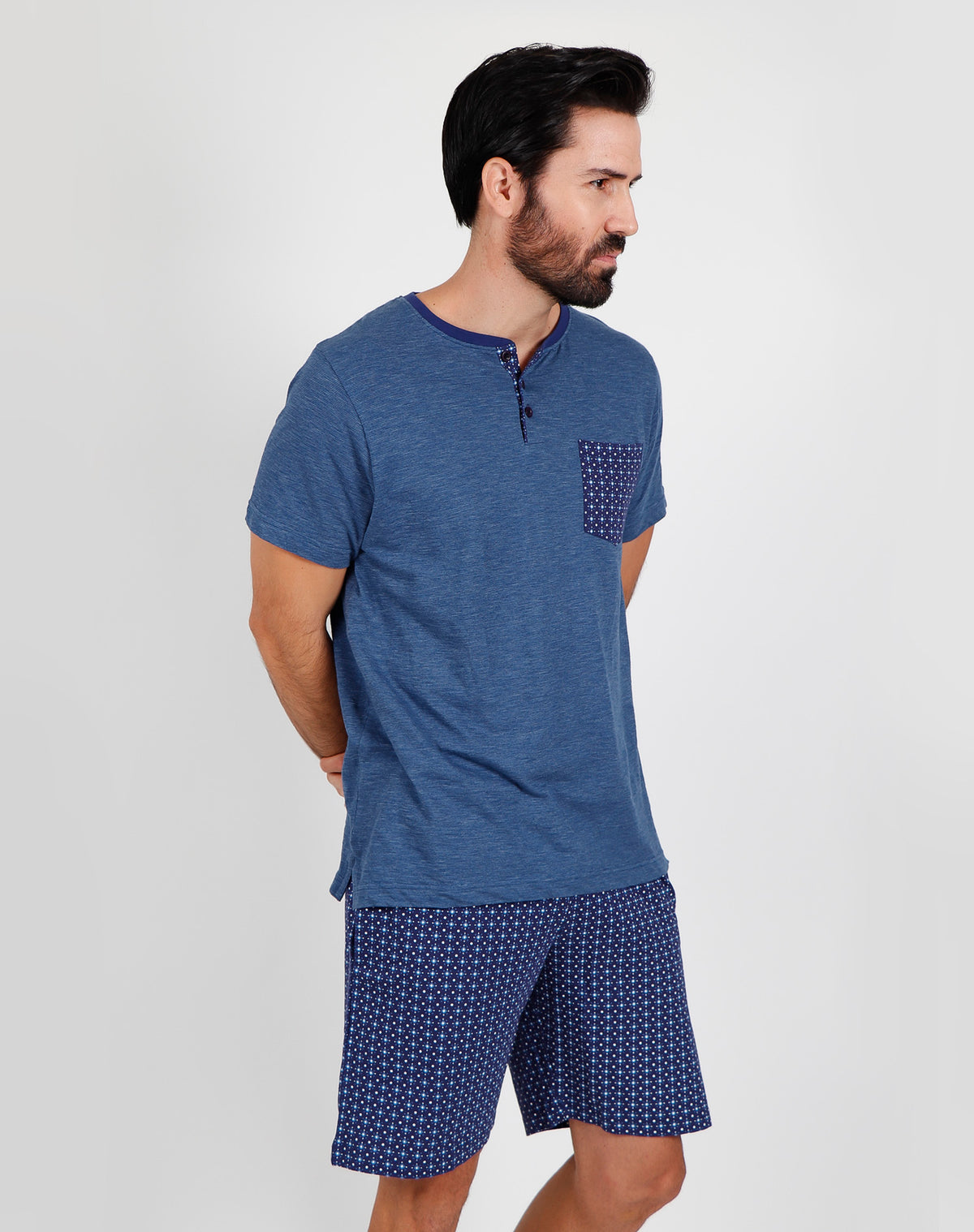 Pigiama uomo corto Admas 55287 fantasia azzurro