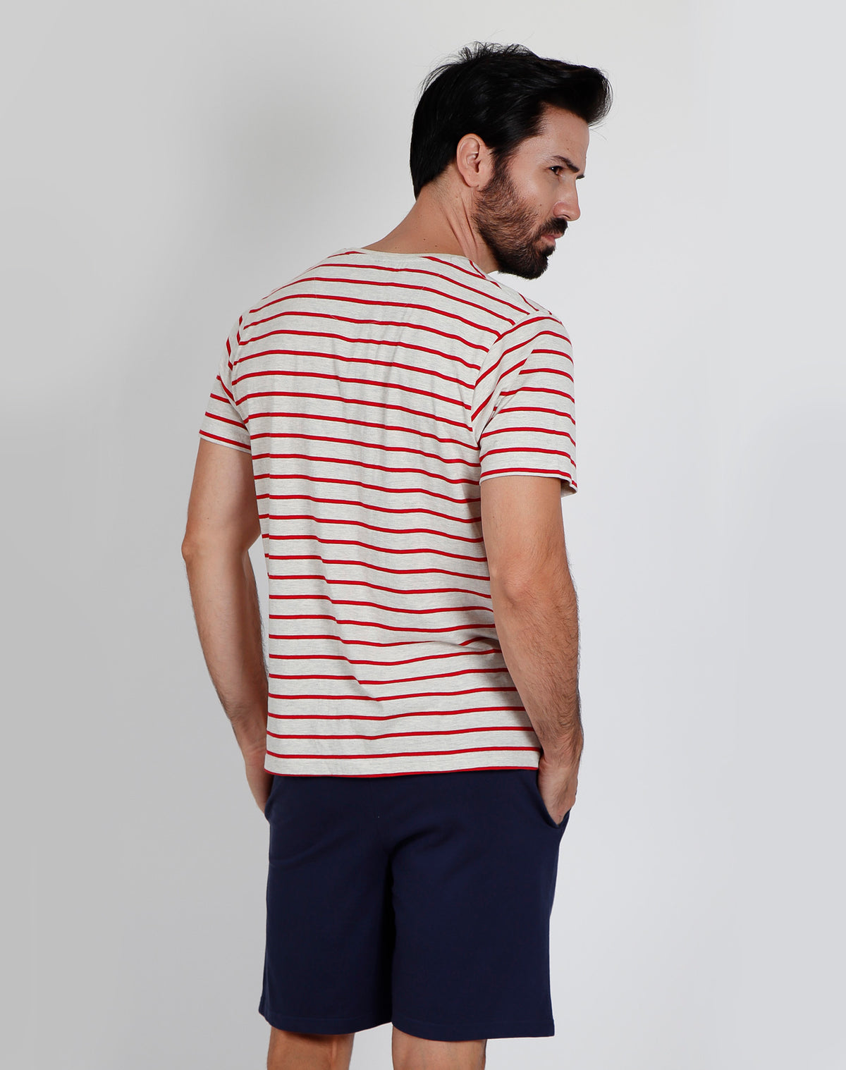 Pigiama uomo corto Admas 55289 fasciato rosso