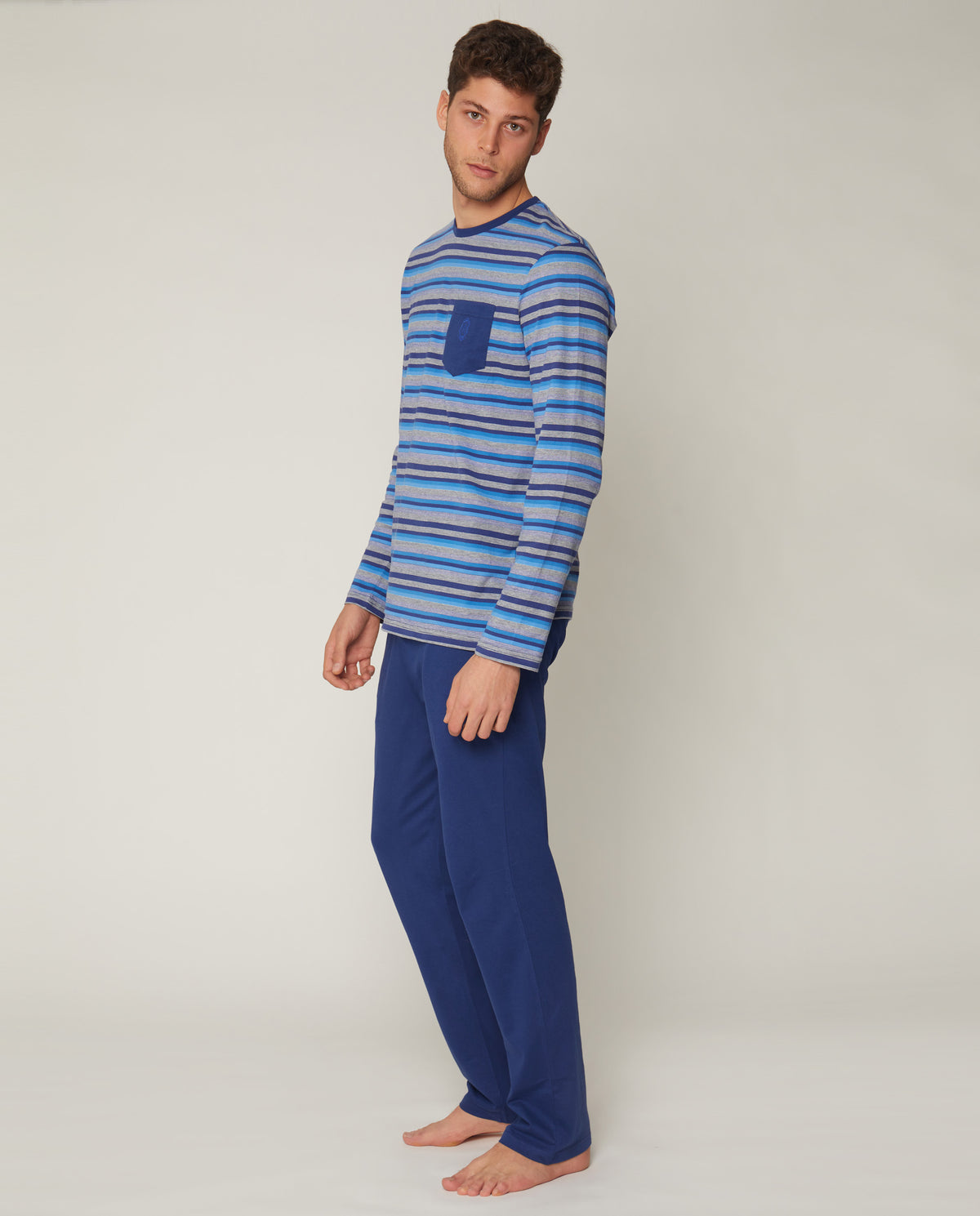 Pigiama uomo lungo Admas 55293 fasciato cotone