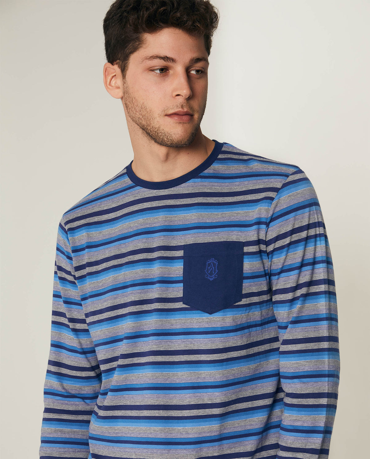 Pigiama uomo lungo Admas 55293 fasciato cotone