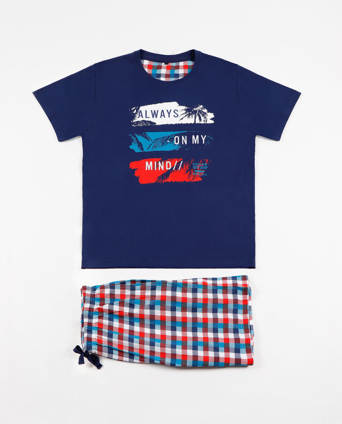 Pigiama uomo corto Admas 55300 blu stampato