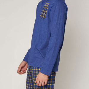 Pigiama uomo Admas 55311 blu lungo caldo cotone