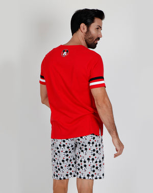 Pigiama uomo corto Disney 55401 topolino rosso cotone