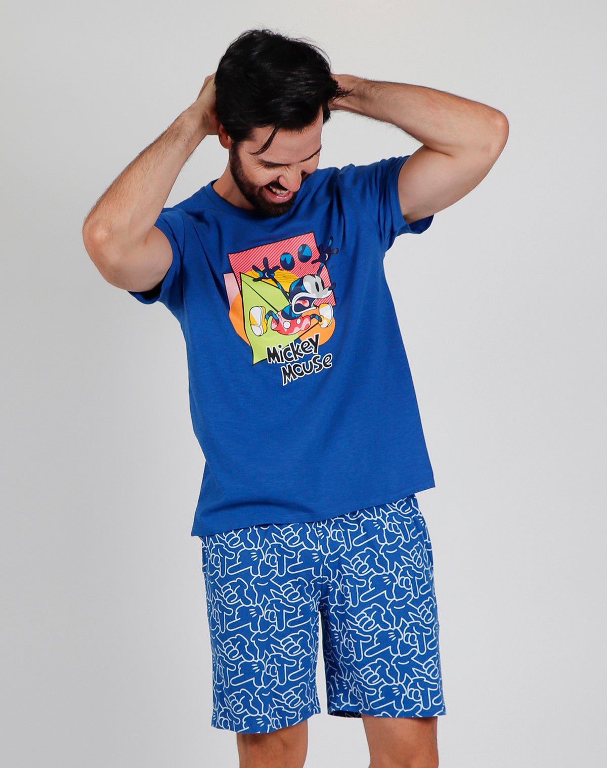Pigiama uomo corto Disney 55407 topolino azzurro cotone