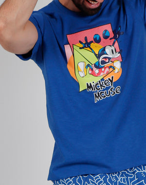 Pigiama uomo corto Disney 55407 topolino azzurro cotone