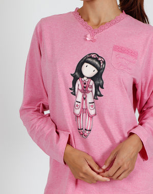 Pigiama donna lungo Santoro Gorjuss 55505 rosa